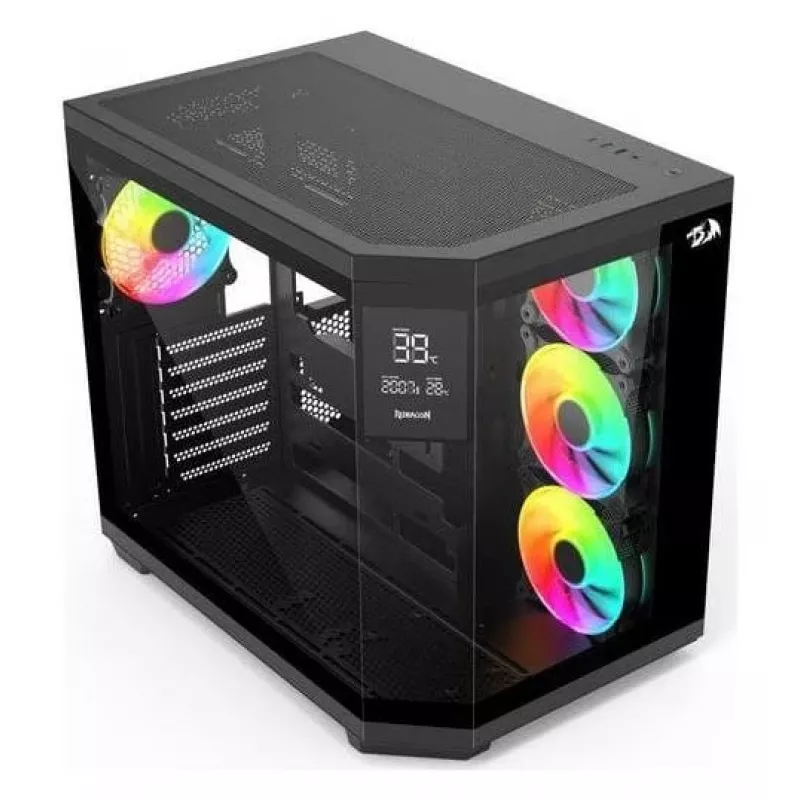 Redragon Vision ARGB GC-625-PPRO Mid-Tower Gaming Case, Black, Tempered Glass, 4x120mm ARGB Fans