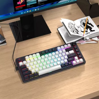 Redragon Ucal Magnetic K673WB-RGB-M 75% Tri-Mode mechaninė žaidimų klaviatūra, balta/juoda