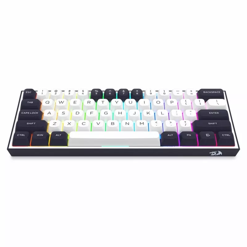 Redragon ALCOR QMK K717WB-RGB-PRO mechaninė klaviatūra, 75% išdėstymas, trijų režimų, karštai keičiami jungikliai, balta/juoda