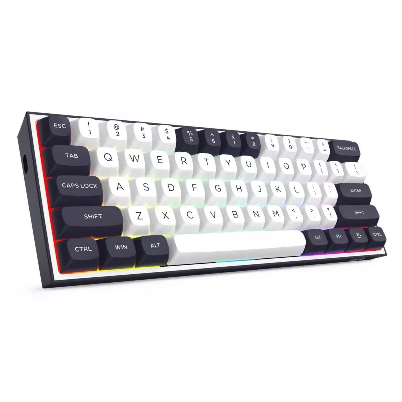 Redragon ALCOR QMK K717WB-RGB-PRO mechaninė klaviatūra, 75% išdėstymas, trijų režimų, karštai keičiami jungikliai, balta/juoda