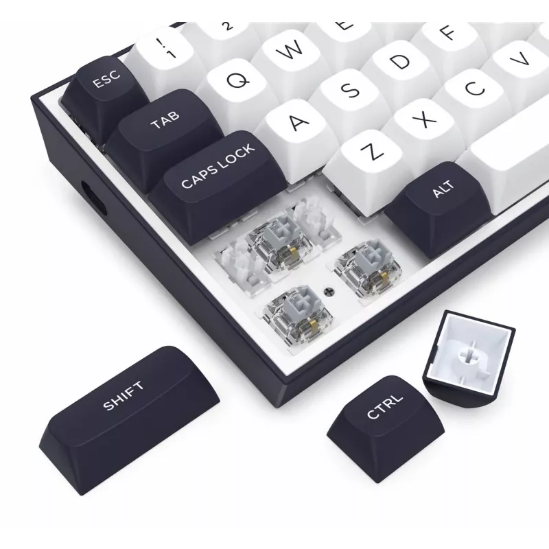 Redragon ALCOR QMK K717WB-RGB-PRO mechaninė klaviatūra, 75% išdėstymas, trijų režimų, karštai keičiami jungikliai, balta/juoda