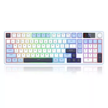 Redragon ARIA PRO K527WBL-PRO 75% Tri-Mode RGB mechaninė klaviatūra (balta/pilka su mėlynais akcentais)