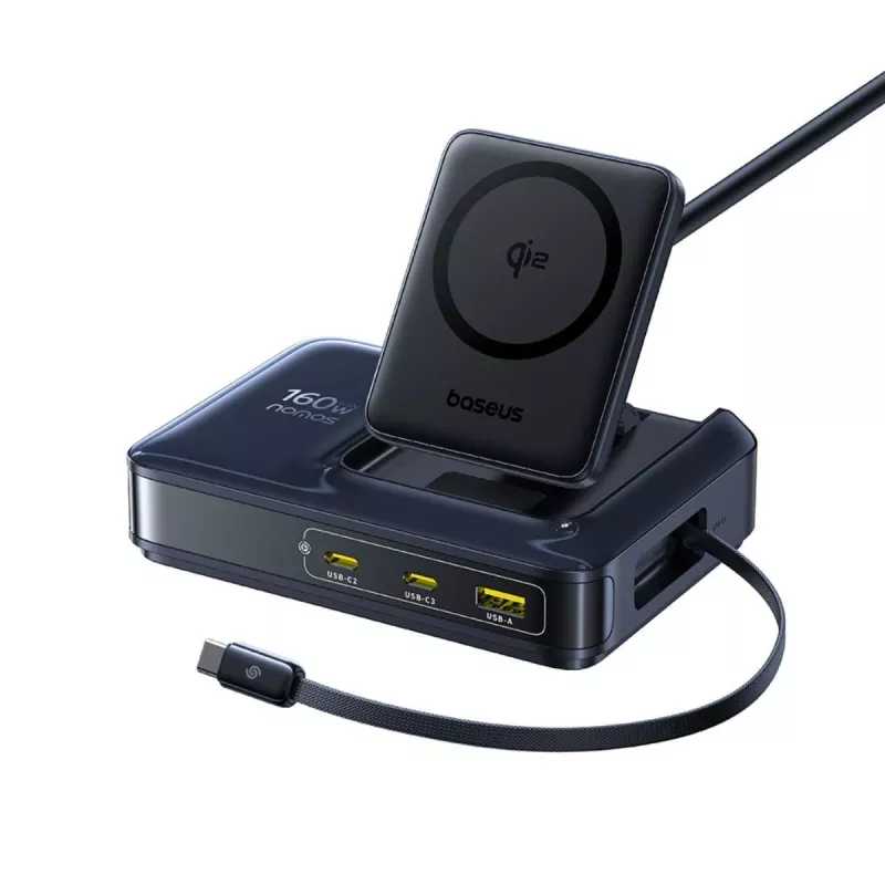 Baseus Nomos NH21 Qi2 160W 5-in-1 Wireless Charging Station with Retractable Cable - Juoda
