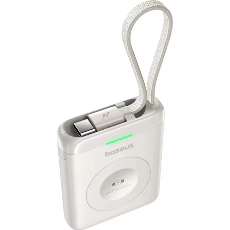 Baseus EnerFill FW11 5W Power Bank for Apple Watch su integruotu kabeliu - Balta
