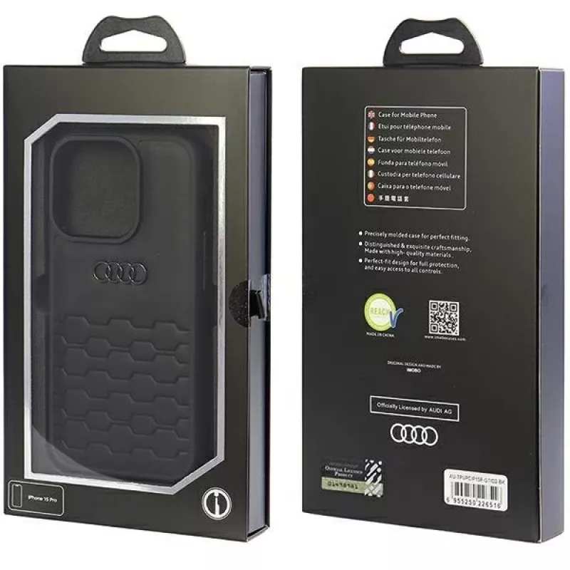 Audi GT Synthetic Leather Hard Case for iPhone 15 Pro (6.1 inch) - Black