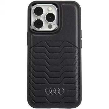 Audi Synthetic Leather MagSafe Hard Case, skirta iPhone 13 Pro / 13 6.1, juoda