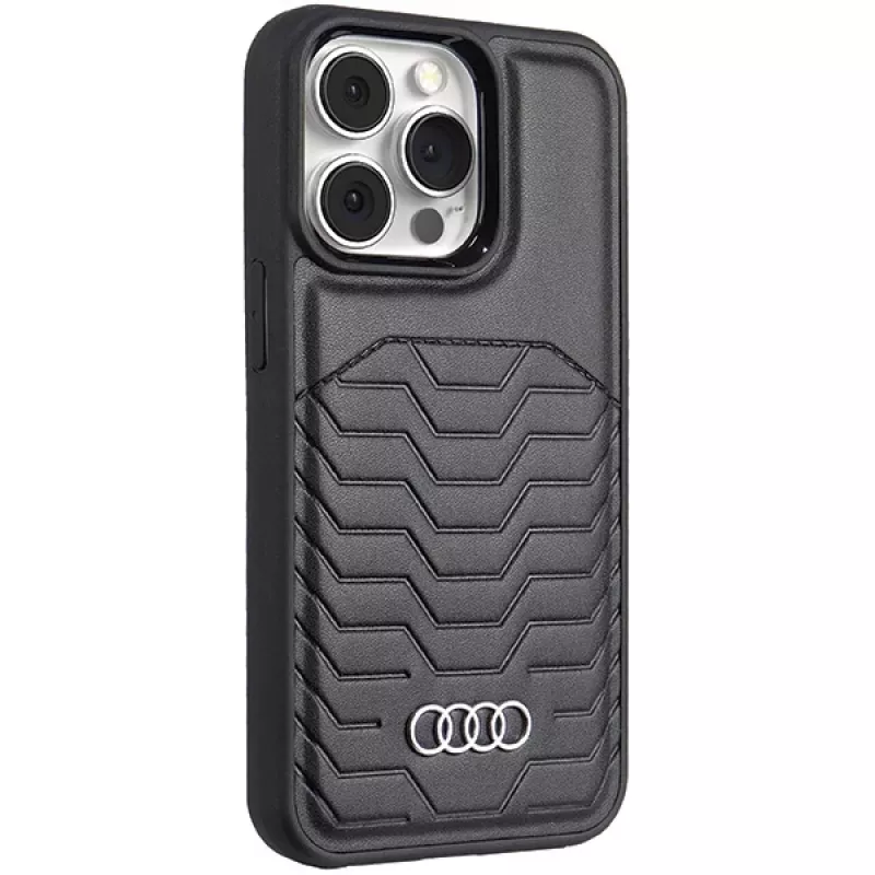 Audi Synthetic Leather MagSafe Hard Case, skirta iPhone 13 Pro / 13 6.1, juoda
