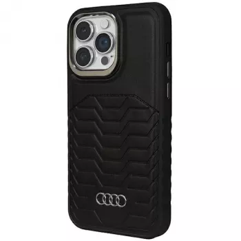 AUDI Synthetic Leather MagSafe Hard Case, skirta Apple iPhone 15 Pro Max 6,7 inch - Juoda