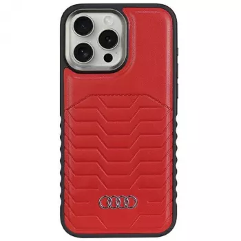 Audi Synthetic Leather MagSafe Hard Case for iPhone 14 Pro Max 6.7 - Red
