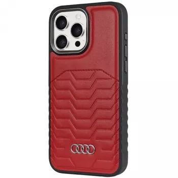 Audi Synthetic Leather MagSafe Hard Case for iPhone 14 Pro Max 6.7 - Red