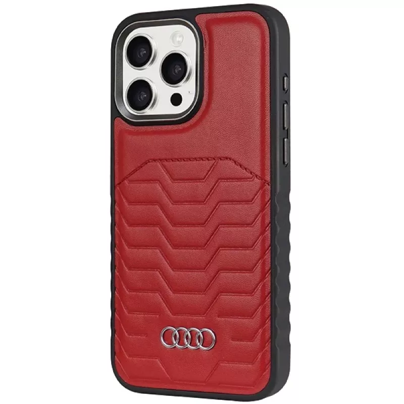 Audi Synthetic Leather MagSafe Hard Case for iPhone 14 Pro Max 6.7 - Red