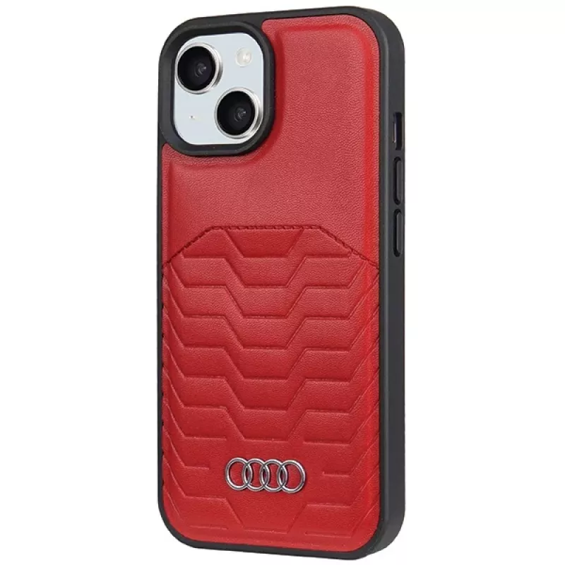 Audi Synthetic Leather MagSafe Hard Case for iPhone 15 Plus / 14 Plus 6.7 inch - Red