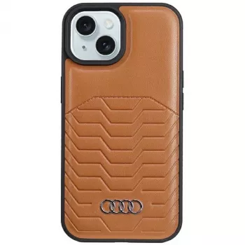 Audi Synthetic Leather MagSafe Hard Case for iPhone 15/14/13 6.1 inch - Brown