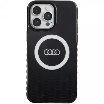 Audi IML Big Logo MagSafe Dėklas, skirtas iPhone 14 Pro Max 6.7 inch, juodas, kietas