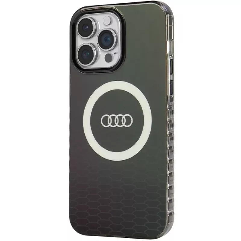 Audi IML Big Logo MagSafe Dėklas, skirtas iPhone 14 Pro Max 6.7 inch, juodas, kietas