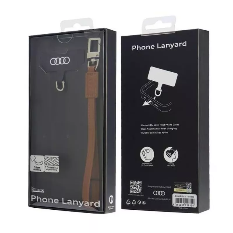 Audi Universal Phone Lanyard 28cm 10mm Leather Brown AU-HSLSL-GT/D1-BN