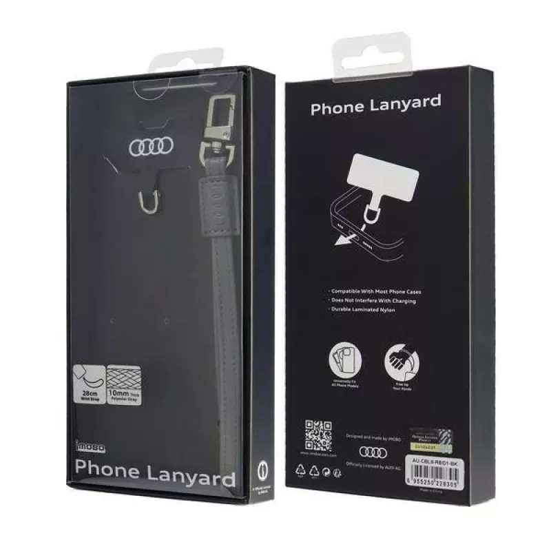AUDI Universal Phone Lanyard 28cm 10mm Leather Gray AU-HSLSL-GT/D1-GY