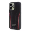 Audi Genuine Leather MagSafe iPhone 16 Hard Case Black-Red