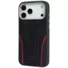 Audi R8 Genuine Leather MagSafe Case for iPhone 15 Pro Black with Red Accents