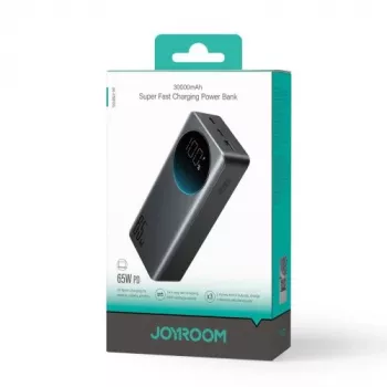 Joyroom JR-PBF05 Pro Power Bank 30000mAh 65W su skaitmeniniu ekranu, 2x USB-C, 1x USB-A - Juoda