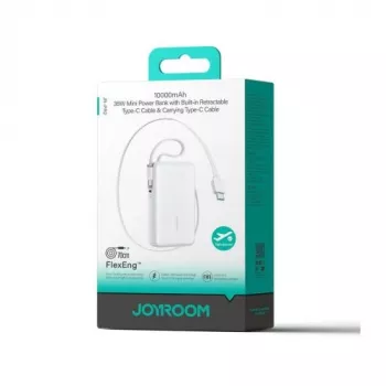 Powerbank Joyroom JR-PR2 35W 10000mAh su ištraukiamu USB-C kabeliu ir įmontuotu Lightning kabeliu - balta