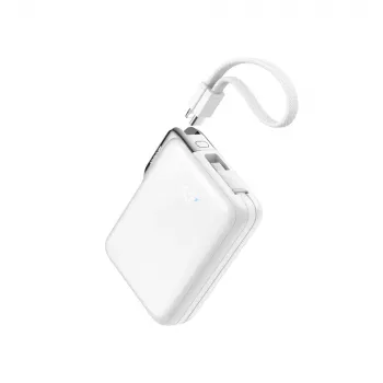 Joyroom JR-PBF27 Pro Power Bank 10000mAh 30W su įmontuotu USB-C laidu ir papildomu dvipusiu USB-C į Lightning laidu - Balta