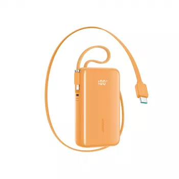 Joyroom JR-PR2 Power Bank 35W 10000mAh su integruotais USB-C ir Lightning kabeliais - Oranžinė