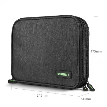 UGREEN Elektronikos organizavimo dėklas kietiesiems diskams HDD SSD telefonams laidams aksesuarams 24,5 x 17,5 x 5 cm pilkas (50147 LP149)