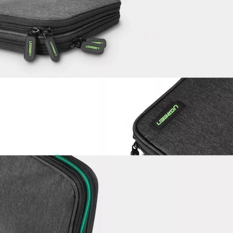 UGREEN Elektronikos organizavimo dėklas kietiesiems diskams HDD SSD telefonams laidams aksesuarams 24,5 x 17,5 x 5 cm pilkas (50147 LP149)