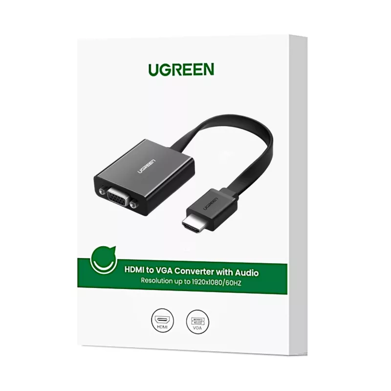 UGREEN HDMI į VGA adapteris MM103, 25cm, juodas