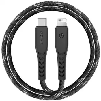 ENERGEA Nyloflex USB-C – Lightning kabelis, MFi sertifikuotas, 1,5 m, juodas