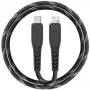 ENERGEA Nyloflex USB-C – Lightning kabelis, MFi sertifikuotas, 1,5 m, juodas