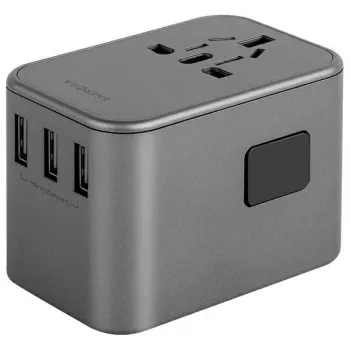 ENERGEA Travelworld 35.5W 3A2C USB Įkroviklis su US/EU/UK/AU Kištukais, Gunmetal