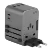 ENERGEA Travelworld 35.5W 3A2C USB Įkroviklis su US/EU/UK/AU Kištukais, Gunmetal