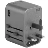 ENERGEA Travelworld Adapter GaN65W 65W 1xUSB-A 2xUSB-C PD PPS QC 3.0 Interchangeable Plugs US/EU/UK Gunmetal Grey
