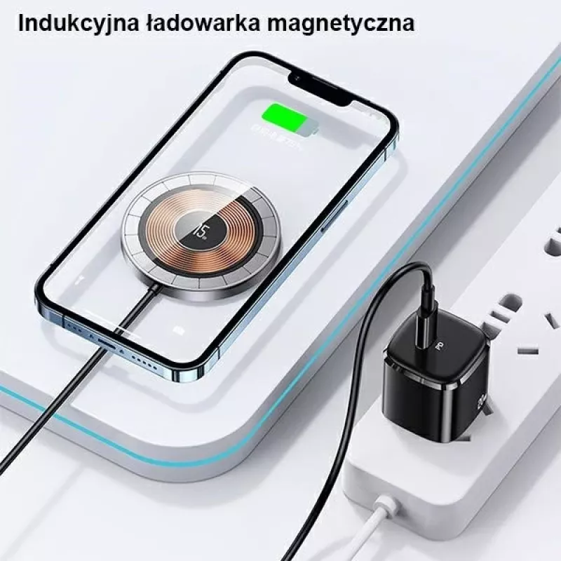 USAMS Magnetic Wireless Charger 15W Aluminium Black US-CD183