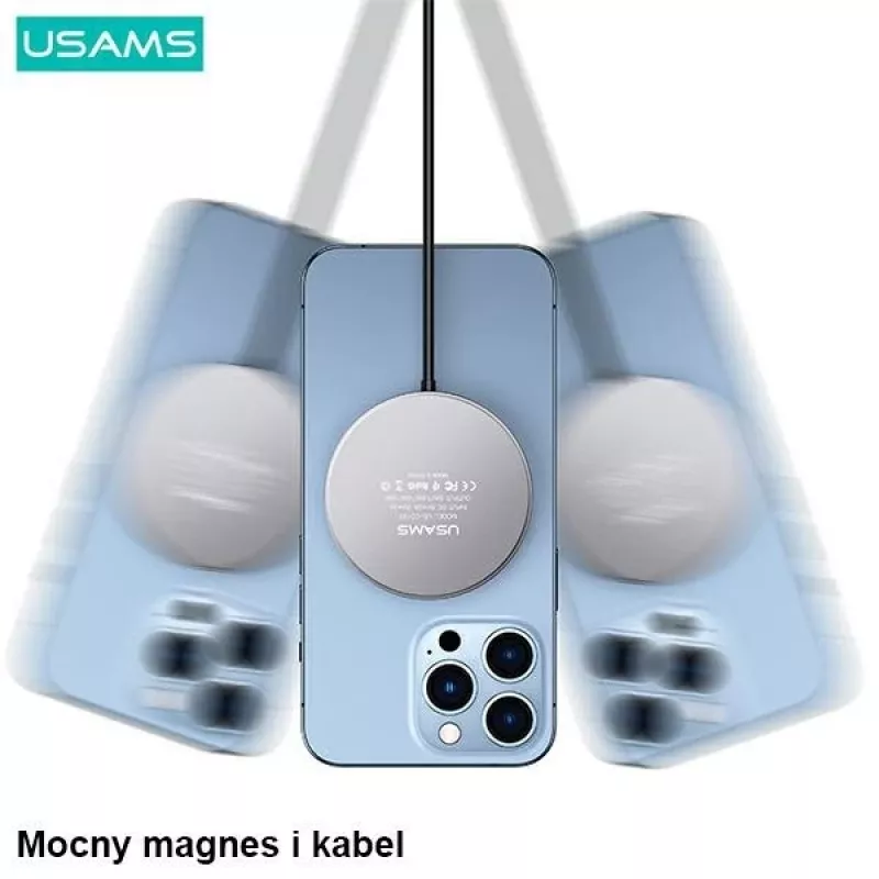 USAMS Magnetic Wireless Charger 15W Aluminium Black US-CD183