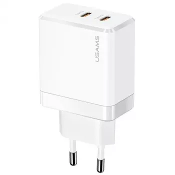 USAMS T54 GaN 40W 2xUSB-C PD Fast Charging Wall Charger White CC172TC02 (US-CC172)