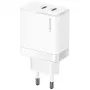 USAMS T54 GaN 40W 2xUSB-C PD Fast Charging Wall Charger White CC172TC02 (US-CC172)