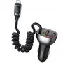 USAMS C37 Automobilinis įkroviklis 60W 1xUSB-A + 1xUSB-C PD+QC Greitasis Įkrovimas su Lightning Kabeliu 30W Juodas CC193CC01 (US-CC193)