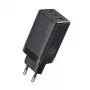 USAMS Sandru Series 65W GaN sieninis įkroviklis 2xUSB-C 1xUSB-A PD3.0 QC3.0 greitas įkrovimas juodas CC180TC01