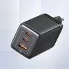 USAMS Sandru Series 65W GaN sieninis įkroviklis 2xUSB-C 1xUSB-A PD3.0 QC3.0 greitas įkrovimas juodas CC180TC01