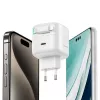 USAMS XMF Series CC209TC01 35W GaN Greitasis Įkroviklis su Įtraukiamu USB-C į Lightning Kabeliu, Juodas