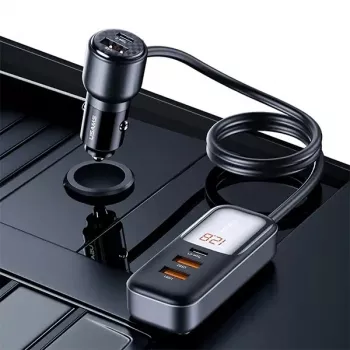 USAMS C40 Automobilinis įkroviklis 3xUSB+2xUSB-C 165W PD+QC Greitasis įkrovimas Juodas CC213CC01 (US-CC213)