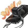 USAMS C41 automobilinis įkroviklis 30W PD greitas įkrovimas su ištraukiamu USB-C & Lightning laidu Juodas (US-CC219)