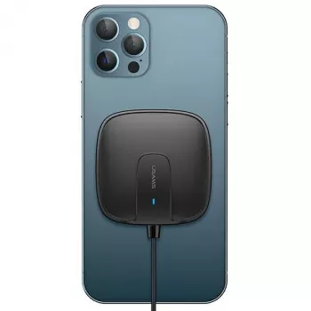 USAMS US-CD159 Magnetinis belaidis įkroviklis 15W itin plonas, skirtas iPhone 12 serijai, juodas