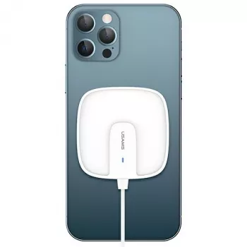 USAMS US-CD159 Magnetic Wireless Charger 15W Extra-Thin for iPhone 12 Series White