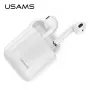 USAMS LU Series True Wireless Stereo Bluetooth 5.0 belaidės ausinės su įkrovimo dėklu, baltos, BHULU01 (US-LU001)