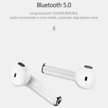 USAMS LU Series True Wireless Stereo Bluetooth 5.0 belaidės ausinės su įkrovimo dėklu, baltos, BHULU01 (US-LU001)