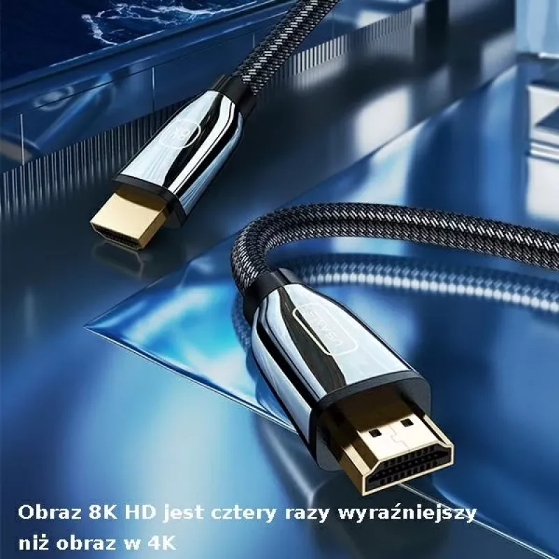 USAMS HDMI 2.1 kabelis 3m Ultra HD 8K 48Gbps Juodas SJ498HD01